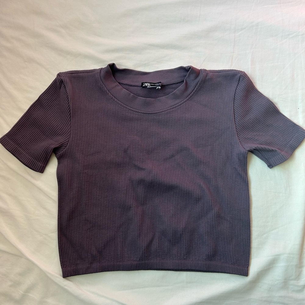 Zara purple cropped shirt